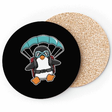Discover Parachuting Penguin With Goggles Coasters