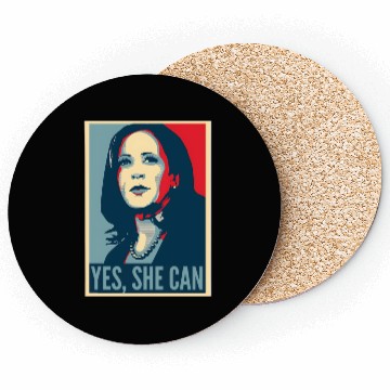 Discover Kamala Harris USA Election Yes SHE CAN Coasters