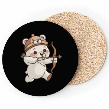 Discover Cute polar bear with Bow and Arrows Cartoon Coasters