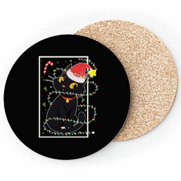 Discover Black Cat Christmas Tree Lights Holiday Cats Lover Coasters