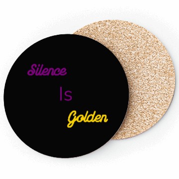 Discover Silence Is Golden Purple Coasters
