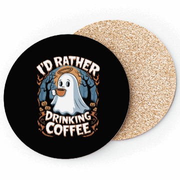 Discover Halloween I'd Rather Drinking Coffee Ghost Coasters