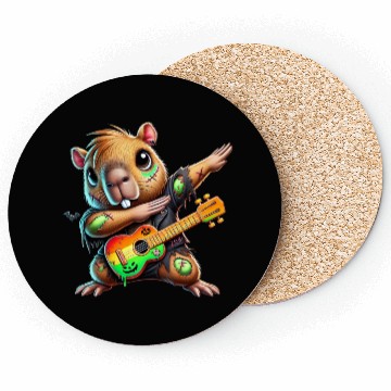 Discover Cute Dabbing Capybara Zombie Squad Guitar Hallowee Coasters