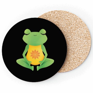 Discover Meditating frog yoga lotus Coasters