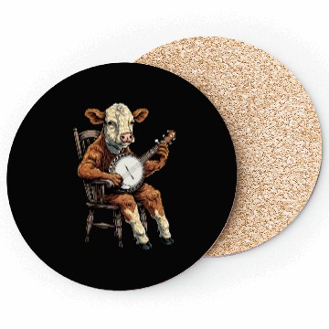 Discover Hereford Cattle Farmer Bluegrass Banjo Player Coasters