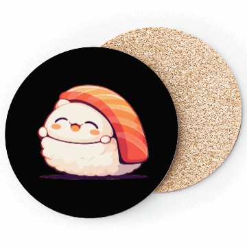 Discover Kawaii White Cat Salmon Nigiri Sushi Coasters