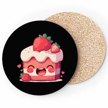 Discover Kawaii Strawberry Cake Slice Coasters