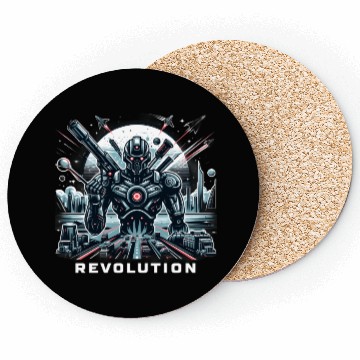 Discover Futuristic Robot In A Sci-Fi Landscape Coasters