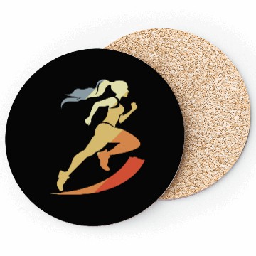 Discover Vintage Female Runner Graphic Coasters
