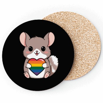 Discover LGTBQ Chinchilla Holding Rainbow Heart Cute Pride Coasters