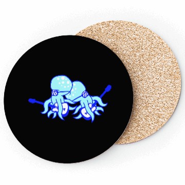 Discover Two Cool Octopus Kraken Squid Guitar 2 Band Team Coasters