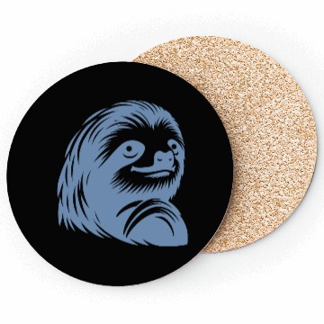 Discover Thoughtful sloth face portrait silhouette Coasters
