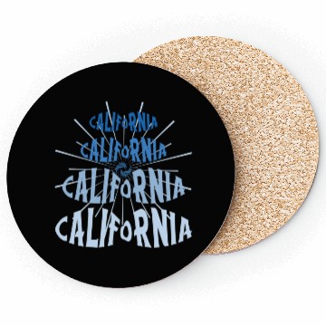Discover California West Coast Golden State Blue Graphic Coasters