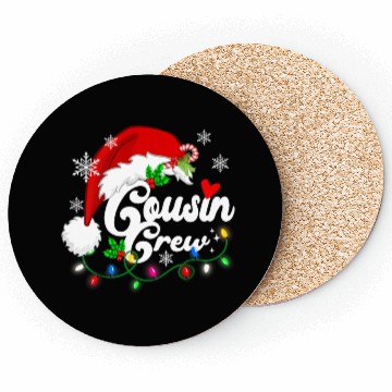 Discover cousin crew Santa Claus Hat Christmas lights Coasters