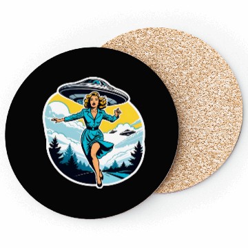 Discover A woman is running from UFOs. Coasters