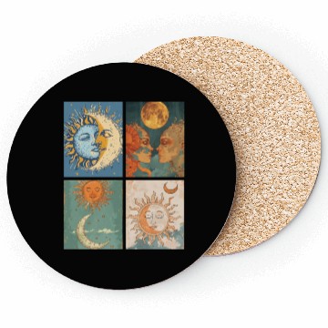 Discover Moon and Sun Tarot Card Designed Look Coasters
