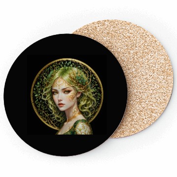 Discover Green-haired forest woman Coasters