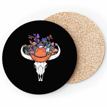 Discover wildflower with Cow Skull blooming Coasters