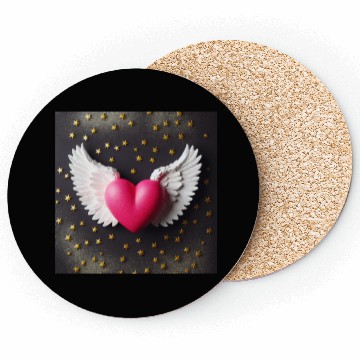 Discover Hot Pink Heart with Wings Coasters