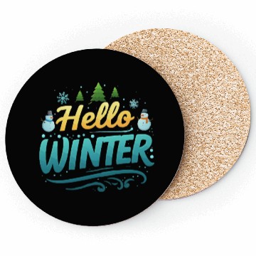 Discover Hello Winter typography vector illustration Coasters