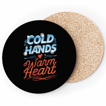 Discover Typography for winter Cold hands warm heart Coasters