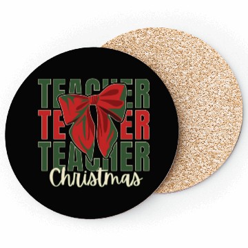 Discover Teacher Christmas Coasters gift bow style