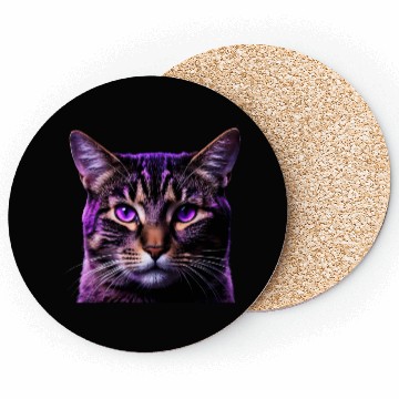 Discover Vivid Lilac-Eyed Tabby Cat Portrait Coasters