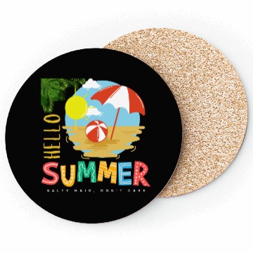 Discover Hello Summer salty hair Don't care Coasters