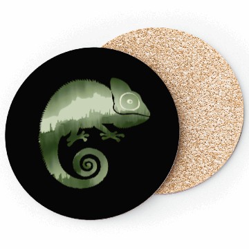 Discover green chameleon monochrome silhouette Coasters