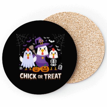 Discover Chick or Treat Halloween Fun with Ghost, Witch, Coasters