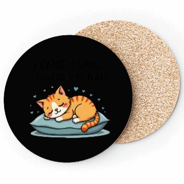 Discover Cute Cat Nap Lover Funny Sleepy Naptime Humor Coasters