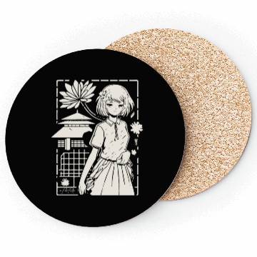 Discover Japan: Sakura Girl Cartoon Coasters