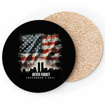 Discover Never Forget September 11 2001 Memorial Day Flag Coasters