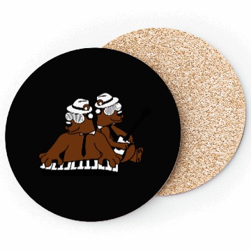 Discover 2 Cool Brown Bear Team Friends Playing Band Music Coasters