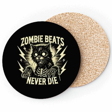 Discover Zombie Cat Halloween Skeleton Skull Horror Fun Art Coasters
