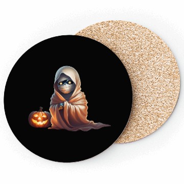 Discover Little Mummy Sitting with Pumpkin Coasters
