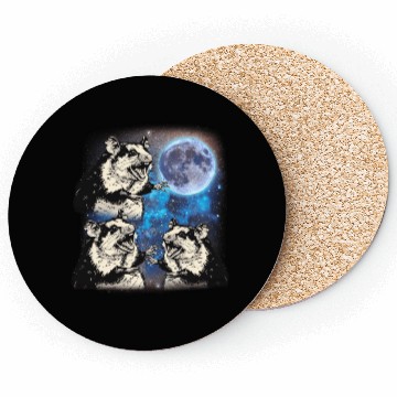 Discover Three Possum Moon Cursed Meme 3 Howling Possum Coasters
