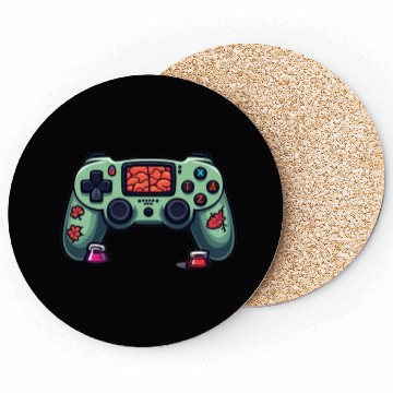 Discover Zombie Brain-Themed Green Controller Coasters