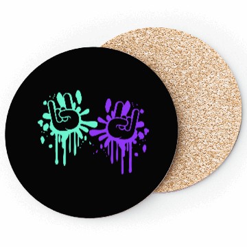 Discover Two heavy metal graffiti horn fingers hand gesture Coasters