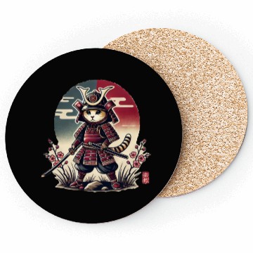 Discover Samurai Cat: Vintage Ukiyo-e Warrior Art Coasters