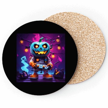 Discover Pumpkin Gamer Halloween Neon Vibes Fun Design Coasters