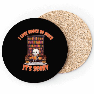 Discover Halloween skeleton book lover reading adults Coasters