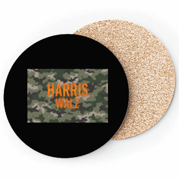 Discover Harris Walz Camo Logo Coasters