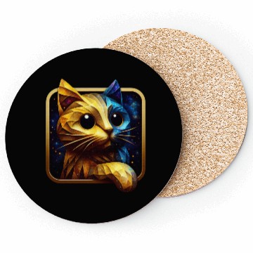 Discover Blue&Gold Kitty Coasters
