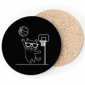 Discover Cat Wearing Sunglasses Playing Basketball Coasters