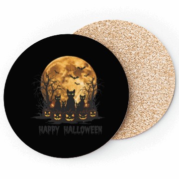 Discover Midnight Cats: Spooky Halloween Night Coasters