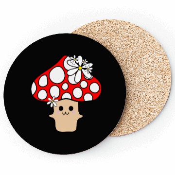 Discover Cute Red Mushroom Smiling Coasters