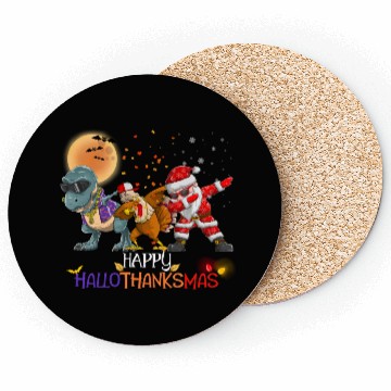 Discover Dabbing Dinosaur Turkey Santa Claus Hallothanksmas Coasters