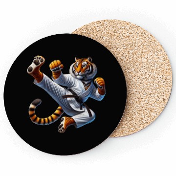 Discover Tiger Martial Artist in Action Coasters