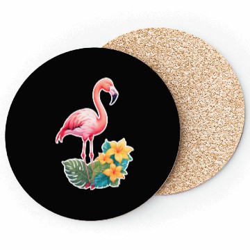Discover Tropical Flamingo with Floral Elegance Coasters